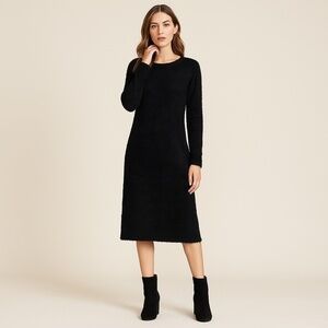 IF IT WERE ME Fuzzy Soft Cozy Black Long Sleeve Sweater Midi Dress Whimsigoth M